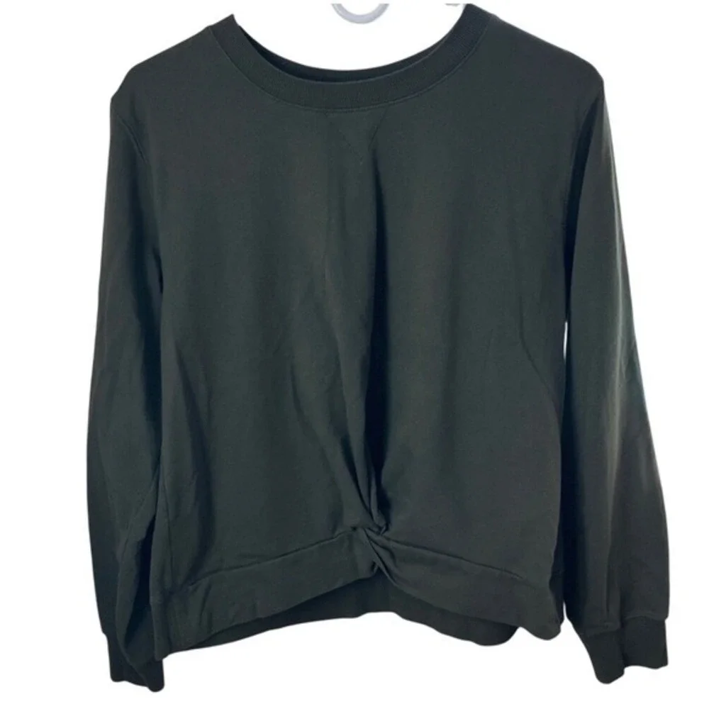 Michael‎ Kors Womens Olive Green Twist Front Long Sleeve Sweatshirt Large